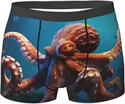 [QMNEHJ] Ocean Animal Octopus Men's Boxer Briefs Breathable Stretch Underwear Moisture-Wicking Trunks for Men