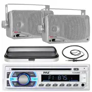 Pyle USB Bluetooth Boat Radio, 3.5" Box 200W Speakers,Marine Antenna,Radio Cover