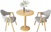 3 Piece Round Dining Table Set, Sturdy And Durable Modern Dining Table And Chairs, Comfortable Sitting Lounge Table And Chairs, Suitable For Dining Room, Apartment, Office Lounge(Light