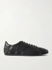 [TOTEME] TOTEME - Leather-trimmed Cotton-canvas Sneakers - Black - IT35 IT 35 Black