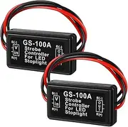 LKAHG 2 PCS Car Brake Light Flasher Strobe, 12-30V Vehicle Tail Stop Lamp Flash Controller Module, Automotive LED Brake Light Flashing Accessories, Universal for SUV RV Truck
