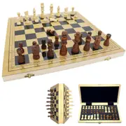Wooden Foldable Large Magnetic Chess Set Portable Chessboard Family Game Gift