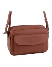 [Milleni] Leather Multi-Zip Cross-Body Bag in Rose