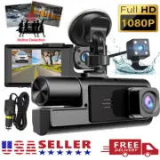 3" Dash Cam 1080P HD Dual Lens Car DVR Recorder Front/Rear/Inside Camera WIFI