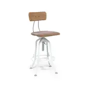 Lirash Hamptons Style White Bar Stool Chair Height Adjustable And Swivel With Natural Wood Top