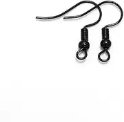 100 Pcs Black 20×17mm Earring Hooks Hypo-allergenic Ear Wires Fish Hooks with Ball and Coil Earring Wires Jewelry Findings for DIY Jewelry Making Earring Parts Supplies
