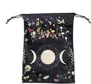 Vitsrisea Tarot Card Case Tarot Bags With Moon Phases Pattern And Drawstring Closure | Soft And Practical Tarot Holder, Card Game Organizer And Reading Accessories