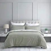 Jason Commercial Easy-Care Studio Stripe Quilt Cover with Pillowcase Sage