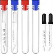 4pcs 1ml Liquid Droppers, Pipettes Dropper Glass Dropper with Measurement Bent & Straight Tip Calibration Eye Dropper for Feeding Essential Oil Ears Laboratory
