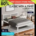 ALFORDSON Bed Frame Wooden Double Size Solid Pine Timber Base White CAMBRIE