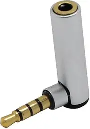 3.5mm Male to Female 90Degree Right Angle Adapter Audio Microphone Jack Silver