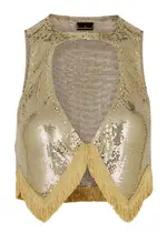 Rabanne Fringe-trimmed Cropped Chainmail top - Gold - 10 10