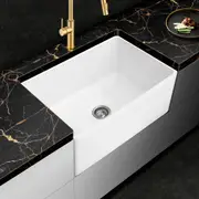 838x457x254mm Farmhouse Butler Kitchen Sink Single Bowl Gloss White Porcelain Basin