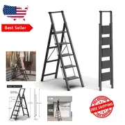 Space-Saving 5-Step Ladder with Sturdy Alloy Steel Frame and Anti-Slip Design