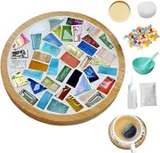 Mosaic Tiles for Crafts, Glass Mosaic Tile Mirror, Mosaic Coaster Set with Mixed Glass Mosaic Tiles, Creative Craft Set for Home Decoration &