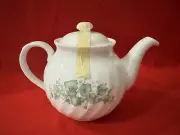 Corelle Callaway Green Ivy Teapot 5-Cup Stoneware White Swirl, USA, A1790