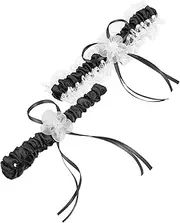 [BESTYASH] Bow Bridal Decorations Bracelets Rings Wedding for Bride Jewelry Sleeve Garters for Women Waist for Women Accessories Bodysuit Panty Bridesmaid Dress Lace Black