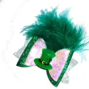 Puppy bows ~ leprechaun st. patrick's day xl dog bow collar slide marabou