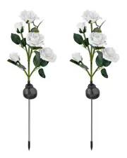 Fresh Fab Finds 2pc Solar Powered Lights Outdoor Rose Flower