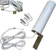 LTE 4G 5G MIMO 2X SMA Antenna Outdoor Antenna White Amplifier with 2 x 3 m Extension Cable with Wall Dimension Holder Fits Fritzbox 6850 5G Nighthawk M5