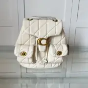 COACH CU076 Tabby Backpack Bag White Gold Outlet New Chain