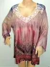 One World Live and Let Live Womens Plus Size 1x Mauve Tunic Top Blouse Shirt