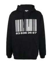 Big-Barcode cotton hoodie S Black