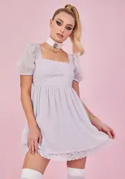 [Sugar Thrillz] Iris Honeydew Pucker Babydoll Dress