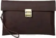 [Ateeco] European and American Vintage Leather Men's Clutch Bag with Wrist Strap Insert Lock Male Storage Bag