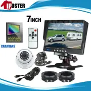 7" Monitor Caravan Two Camera 4PIN System Trailer cable HD 12V/24V Reversing CCD