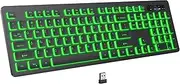 Backlit Wireless Keyboard with 7-Color RGB, Full-Size Computer Keyboard with Windows, PC, Laptop, Rechargeable 2.4G Wireless Gaming Keyboard with Light Up Keys (Black, Medium)