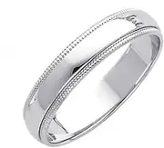 [JewelryWeb] 14k White Gold 4mm Milligrain Wedding Band Ring Jewelry for Women - Ring Size Options: 10 10.5 11 11.5 12 4 4.5 5 5.5 6 6.5 7 7.5 8 8.5 9 9.5