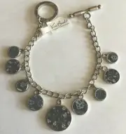 NEW W/ TAG Signed Viva Beads BLUES Circle Linked Bracelet