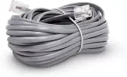 25 FT Feet Modular Phone Line Cord - High Quality 2 Conductor - Grey/Silver