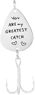 NOLITOY 1pc Stainless Steel Fish Hook Fishing Lure Catch Hooks Fishing for Men Engraved Custom Fishing Bait Father Fishing Hook Fishing Accessories for Men Silver