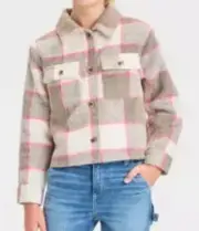 Cat & Jack Barbie Flannel Shacket Plaid Pink Size XS (4/5)