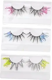 OATIPHO 3 Pairs Fake Lashes Glitter Decorative Eyelashes Long Fluffy Cosplay Lashes for Women