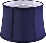 GOSO Medium Blue Lamp Shade for Table Lamps Floor Lamp Modern,12x14x10 inch (Spider) Natural Fabric Faux Silk Lamp Shades Replcement,Tiffany Drum Lampshade for Bedroom/Living Room Easy Assembly