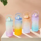 2L Time Markings Water Bottle Sports Gym Straw Cute Cup Motivational Drink Flask