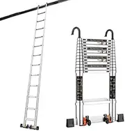 Telescoping Ladder Durable 100% Aluminum Alloy Telescoping Ladder, Professional Collapsible Outdoor Work Telescopic Extension Ladder for Heavy Duty People, 330 Lb Capacity (Size : 5.7M/18.7FT)