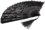 Lace Fan,Folding Hand Fan Portable Lace Handheld Fan Black Chinese Fan for Party Fancy Dress
