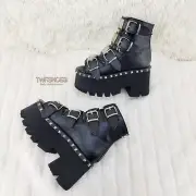 Ashes 70 Black 3.5" Platform Heel Goth Punk Sandal Boots NY DEMONIA