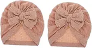[Baluue] Soft Stretchy Turban Hats for Newborn Elegant Big Bow Caps Breathable Beanies for Everyday Wear and Special Occasions Shower Present Pink