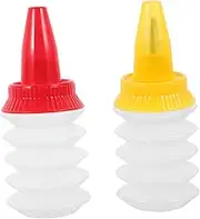 EXHUMKY 2sets Cookie Decorating Tools Icing Bottles Cream Nozzle Baking Supplies for Cake Cookie Decoration 2pcs*2 Random Color