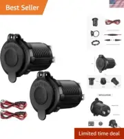 Waterproof 12V Cigarette Lighter Socket 2-Pack for Vehicles and Devices