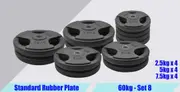Total 60kg Set8 Standard 26.5MM Rubber Coated Weight Plate Set - Commercial Grade