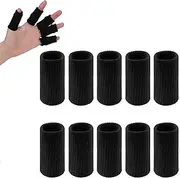 10 PCS Stretchy Finger Protector Sleeves, MH MOIHSING Sport Finger Sleeves Thumb Braces Support Elastic Compression Protector Guard for Relieving Pain, Arthritis,Trigger Finger, Outdoor Sports, Black