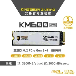 【AITC】艾格 KM600 ULTRA M.2 PCIe SSD 128G/256G/512G/1T/2T 固態硬碟