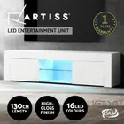 130cm TV Stand High Gloss Entertainment Unit Cabinet 16 RGB LED Furniture White