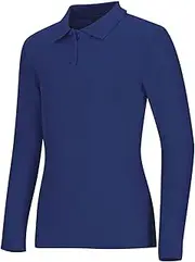 [Classroom Uniforms] Classroom Girls' Long Sleeve Fitted Interlock Polo Shirt
